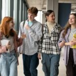 Happy high school students in the classroom