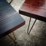 Wood Furniture table tops on hairpin legs