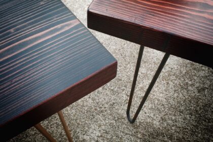 Wood Furniture table tops on hairpin legs