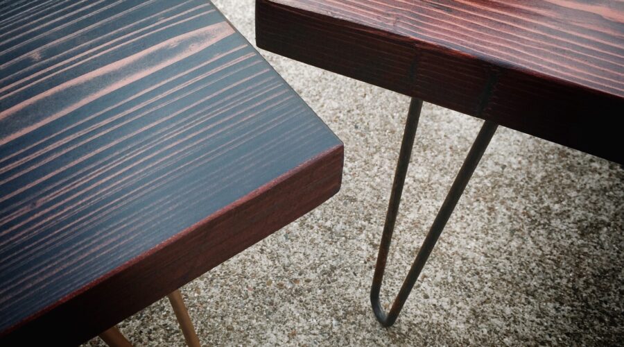Wood Furniture table tops on hairpin legs