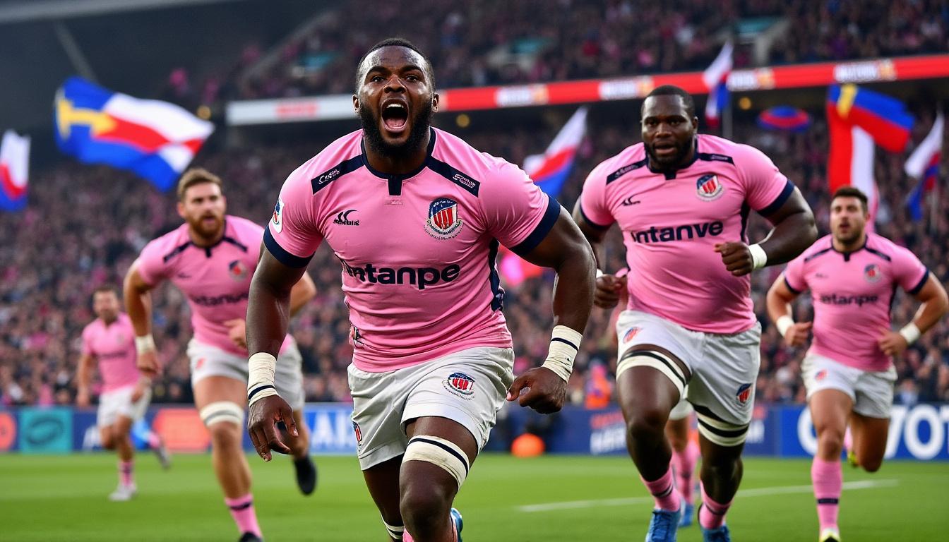 découvrez le premier maillot rose du stade français, conçu pour sensibiliser et soutenir la lutte contre le cancer. un engagement fort pour une cause importante.