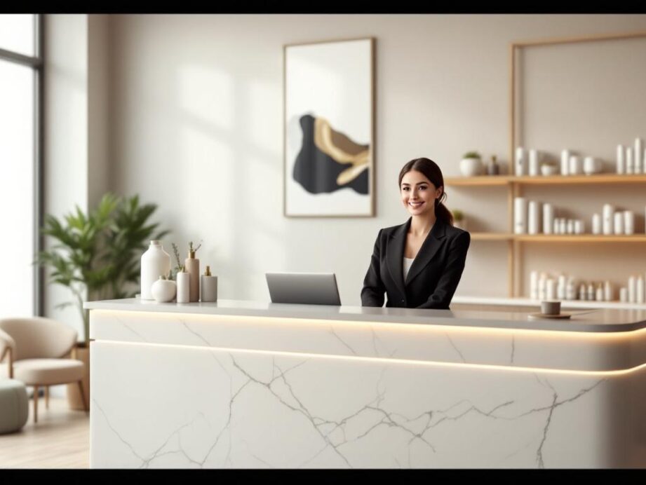 découvrez comment une banque d'accueil bien conçue peut améliorer l'accueil clientèle dans votre institut de beauté, offrant un environnement professionnel et chaleureux pour vos clients.