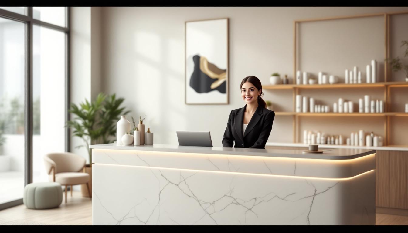 découvrez comment une banque d'accueil bien conçue peut améliorer l'accueil clientèle dans votre institut de beauté, offrant un environnement professionnel et chaleureux pour vos clients.