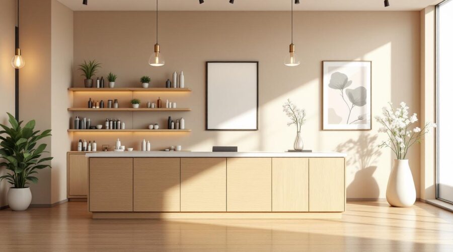 découvrez comment aménager un espace accueillant avec une banque d'accueil adaptée pour votre salon de coiffure, alliant fonctionnalité et esthétique pour séduire vos clients.