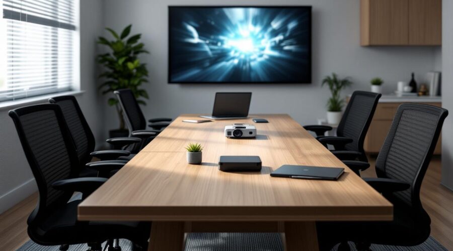 découvrez pourquoi les vidéoprojecteurs bureautiques à focale courte sont parfaits pour optimiser l'espace et la qualité d'image dans les petites salles de réunion.