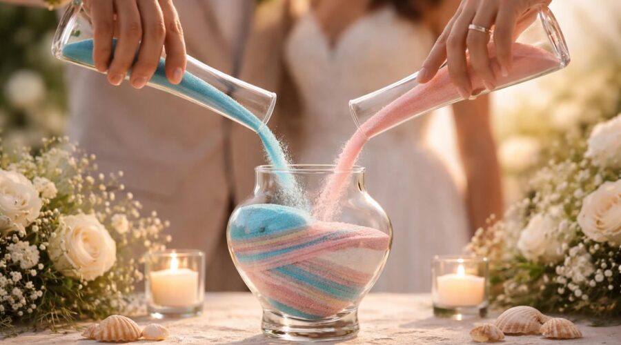 découvrez le rituel du sable de mariage, une symbolique d'amour éternel unissant les couples dans une cérémonie pleine de sens et d'émotion.