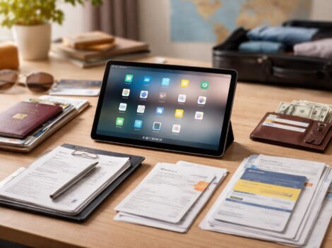 organisez facilement vos papiers et assurances pour un voyage longue durée grâce à une tablette tactile, pour un séjour serein et bien préparé.